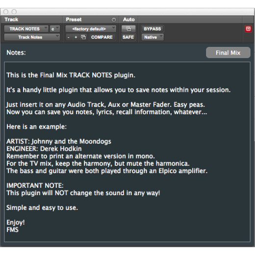 Track Notes III